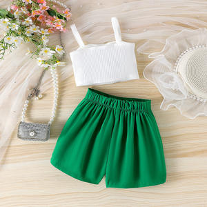 Vêtements d'été pour tout-petits filles 3D Flower Pit Strip Sling Elastic <span class=keywords><strong>Shorts</strong></span> 2Pcs Kids Clothing Casual Ropa De <span class=keywords><strong>Bebe</strong></span> Children Clothing - Product Image 5