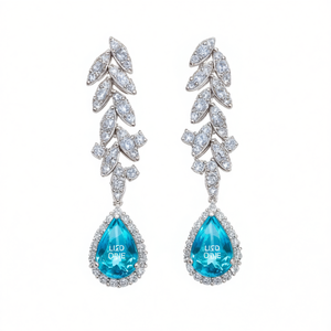 Pendientes de Gota de Aguamarina Lied One con Engaste de Bisel, Joyería de Cristal de Lujo para Mujer, para Boda - Product Image 1