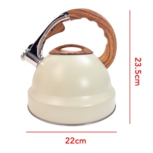 <span class=keywords><strong>Bouilloire</strong></span> en acier inoxydable de style rétro de couleur <span class=keywords><strong>crème</strong></span> de 3,5 L avec poignée en grain de bois Accessoire de cuisine facile à nettoyer <span class=keywords><strong>Bouilloire</strong></span> à sifflet durable - Product Image 6