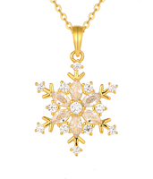 Liontin Zirkon Marquise Motif Kepingan Salju Musim Dingin Elegan ZG, Perhiasan Kuningan untuk Liburan Meriah