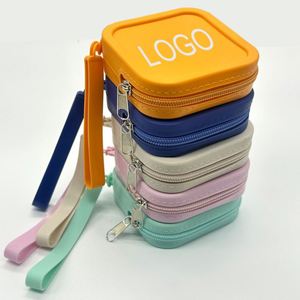 Porte-monnaie mini en silicone avec fermeture éclair, imprimé logo personnalisé, style Kawaii, porte-clés, accessoire de mode féminin T0731 CN/GUA en stock - Product Image 1