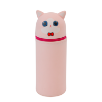 Casing pena silikon lembut kustom hewan lucu, alat koleksi Desktop, casing pena berdiri silikon