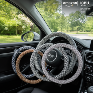 Funda para Volante con Patrón de Pata de Gallo Gris, Accesorio Universal para Automóvil - Product Image 3