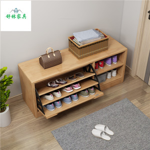 <b>Shoe</b> Cabinet Solid Wood Multi Layer <b>Storage</b> Entryway Rack Natural Color Home Use - Product Image 1