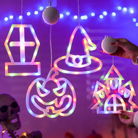 Lampe de nuit LED à motif de château d'Halloween GL-WG1, vente chaude transfrontalière, néon creux suspendu avec lumière blanche chaude à intensité variable