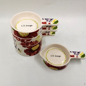 <strong>Measuring</strong> <strong>Cup</strong> <strong>Set</strong> of 4 Print <strong>Measuring</strong> TOOLS Dog Food <strong>Measuring</strong> <strong>Cup</strong> Powder <strong>Measuring</strong> Ceramic Flower Design Custom Sustainable - Product Image 5