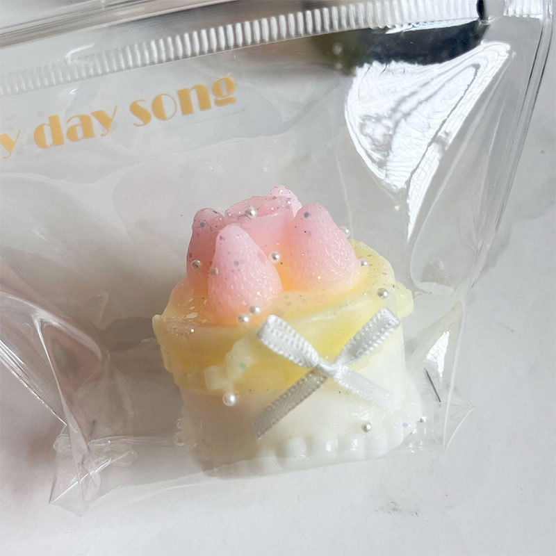 12cm TPR Cake squeeze  (pink+yellow+white)