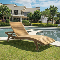 Chaise longue de piscine de luxe en teck, chaise longue d'extérieur en forme de S, imperméable, pour la plage, le jardin, le patio