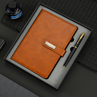 Juego de regalos corporativos personalizables A5 cuaderno planificador diario de cuero PU de tapa dura con bolígrafo y caja para oficina promocional