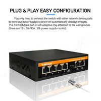 TiNCAM 4-Port 100M RJ45 24V Nicht-Standard Passiver PoE-Switch für CCTV und NVR 250m Produkt auf Lager Ethernet PoE Netzwerk-Switch