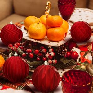 35Pcs Velvet Christmas <b>Tree</b> <b>Ornaments</b> Set Shatterproof Flocked Christmas Decorations Velvet Christmas Balls for Xmas Party Decor - Product Image 4