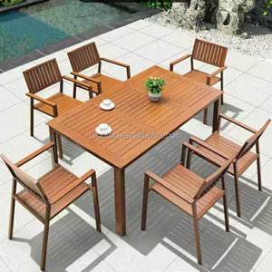 UPTOP – ensemble <span class=keywords><strong>de</strong></span> Table à manger <span class=keywords><strong>en</strong></span> <span class=keywords><strong>plastique</strong></span> et bois, facile à <span class=keywords><strong>nettoyer</strong></span> par tous les temps, Tables et <span class=keywords><strong>chaises</strong></span> d'extérieur - Product Image 2
