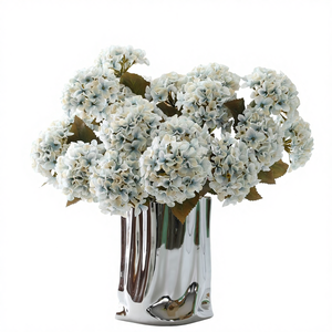 Hydrangea artificielle en soie, couleur quatre saisons, style américain, imprimé en 3D, décoration de mariage, anti-UV, décoration extérieure, décoration intérieure, 5 têtes - Product Image 1