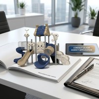 Structure de jeu ODM SageDelightRides avec joints en béton, structure verticale pour enfants, en LLDPE et tubes en acier galvanisé, pour aires de jeux urbaines, vente en gros