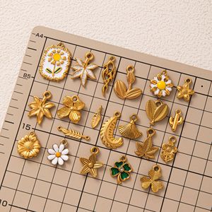 สำหรับเครื่องประดับรูปใบไม้บาน |   จี้สแตนเลสชุบทอง 18K PVD สำหรับทำเครื่องประดับ DIY |   กันน้ำ ป้องกันอาการแพ้ ทนทาน - Product Image 2