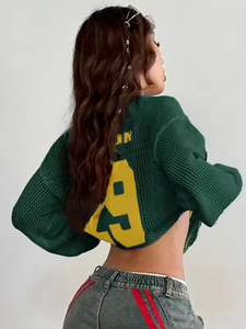 Fashion Green Mesh Knit 100% Cotton Jersey Top Sleeve Design Men Loose Winter Streetwear <b>Pullover</b> <b>Sweater</b> Custom Front Hockey - Product Image 6
