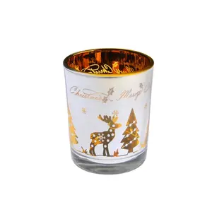 电镀鹿圣诞蜡烛罐茶蜡烛台