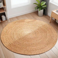 Tapis rond en jonc tissé à la main, grand tapis de sol pour salon, décoration photographique, style campagnard américain, couleur unie