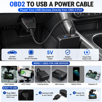 Câble d'alimentation AOTAI OBD2 vers USB, convertisseur DC 12V/24V vers 5V pour traceur GPS, caméra embarquée, appareils OBD