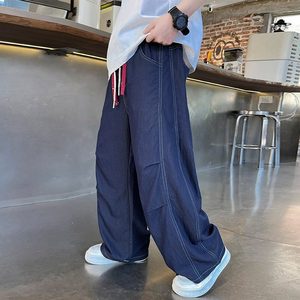Pantalon décontracté pour garçon, pantalon à jambes larges pour adolescent, style jean tendance pour l'été, tenue à la mode pour adolescents - Product Image 2