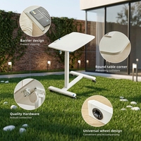 Bureau mobile pour ordinateur portable à poser sur lit, réglable en hauteur, avec plateau inclinable et roulettes à verrouillage intégré, idéal pour la maison