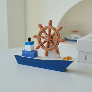 Mediterranean Style Blue White Sailboat Model Decoration 2Pcs Desk Ornament Home Decor Lightweight Craft Boat Gift - Product Image 2