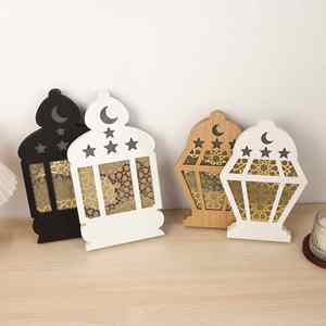 โคมไฟไม้รูปทรงแบนสำหรับรอมฎอน ไฟตกแต่งโต๊ะวันอีดมูบารัค โคมไฟ LED สำหรับชาวมุสลิม ของขวัญเทศกาลอิสลาม ของตกแต่งรอมฎอน - Product Image 2