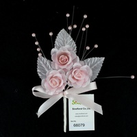 Petits rubans de satin rose élégants et feuilles de soie, bouquet de fleurs pour mariage, anniversaire, cadeaux de vente en gros