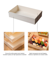 Boîte à sushi rectangulaire en bois jetable écologique portable pour sushi, gâteau, collation, chocolat, bonbons, biscuits, pain, pizza, sandwich