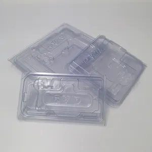 Handgemachte einweg-Rechteckige industrielle Muschelschalenverpackungsbox aus PVC recycelbarer Kunststoff-Blisterkuchen geprägtes Druckdesign
