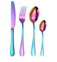 Lot de 4 couverts classiques en acier inoxydable argenté, poli miroir, couteau, fourchette, cuillère, pour restaurants et cadeaux promotionnels