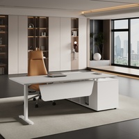 Bureau de direction moderne intelligent avec panneau en bois réglable et fonction extensible convertible en acier inoxydable pour le bureau