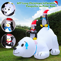 Ours polaire et pingouins gonflables de 7 pieds avec éclairage LED, décoration de Noël gonflable pour la cour, la pelouse, les fêtes en plein air, la maison