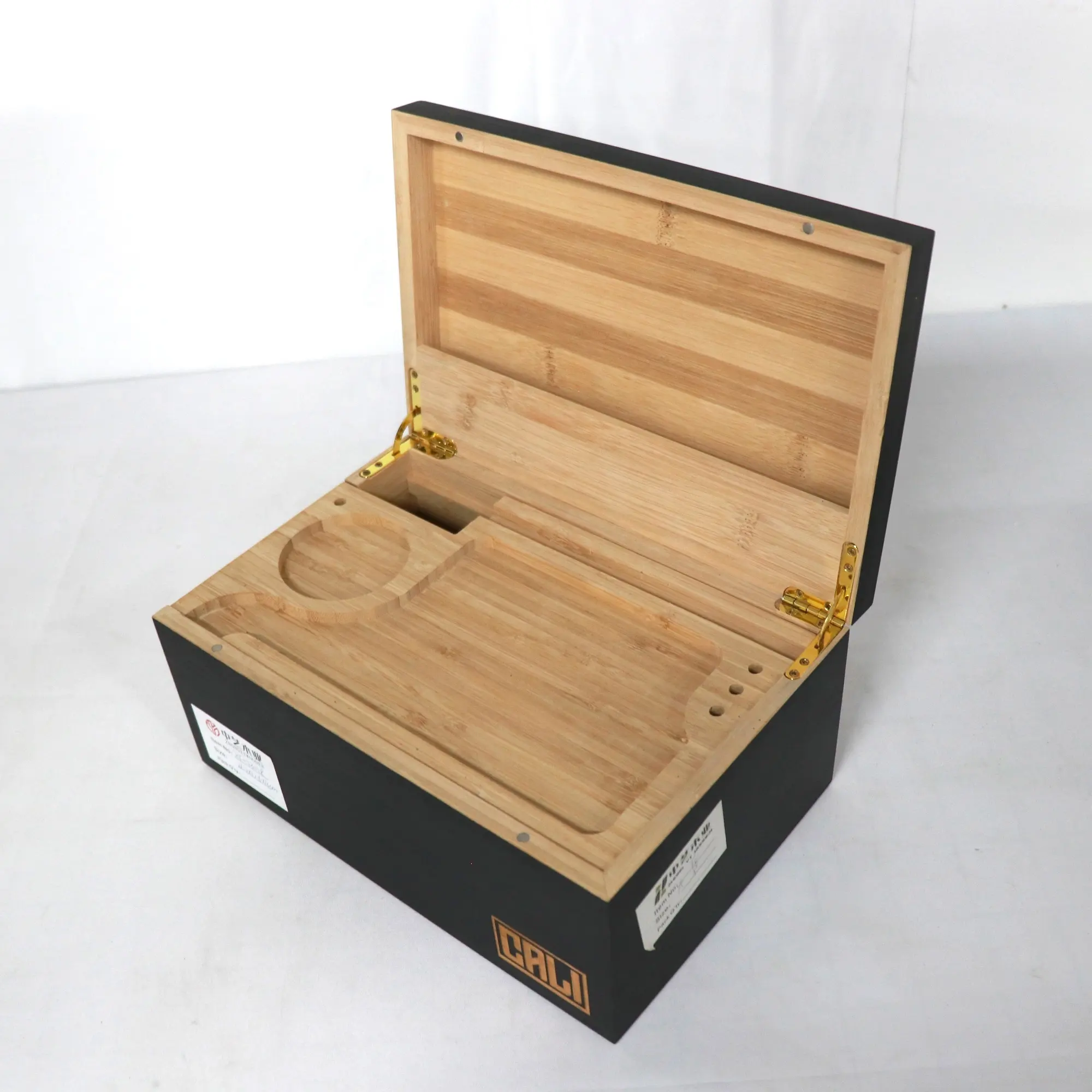 OEM صندوق مخفي خشبي فاخر مزخرف صندوق مخفي من الخيزران للتدخين مع صناديق خشبية مع غطاء مفصلي