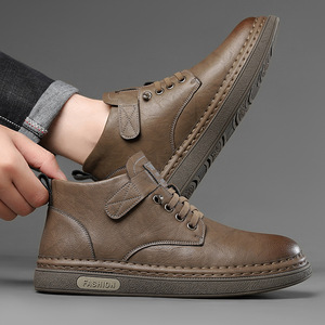 Martin <b>Boot</b> Men Ankle Round Toe Leather Plush Lining Rubber Outsole Insulative Winter Fashion Style - Product Image 3