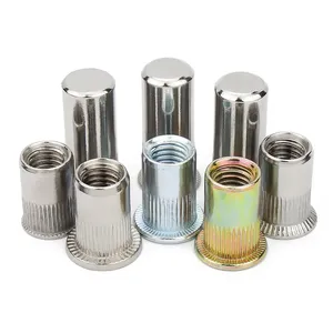 Factory Wholesale Stock Flat Head Vertical Rivet Nuts Color Galvanized Striped Knurled Nuts M4-M12
