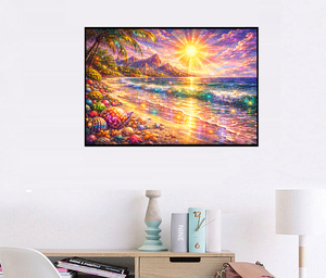 Kit de Pintura de Diamantes 5D DIY, Diseño Personalizado de Amanecer junto al Mar, Pintura Completa con Diamantes Cuadrados de Resina AB sobre Lienzo - Product Image 3