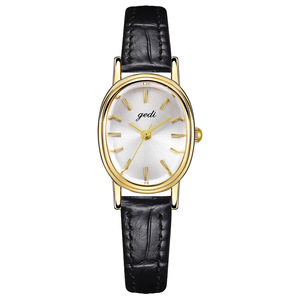 Montre à quartz élégante ovale pour femme, luxe minimaliste, bracelet en cuir véritable, étanche, montre-bracelet pour femme - Product Image 4