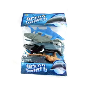 EPT仿真儿童收藏礼品7英寸塑料海洋动物鲨鱼玩具套装6件