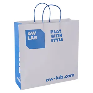 Printed Your Own Logo white Handle Kraft Paper Bags With custom size put clothing and shoes