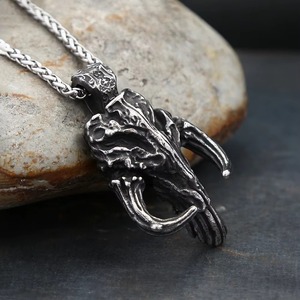 Yunnique – collier avec pendentif squelette en argent tibétain pour hommes, chaîne au design irrégulier, 60cm, bijoux à la mode - Product Image 2