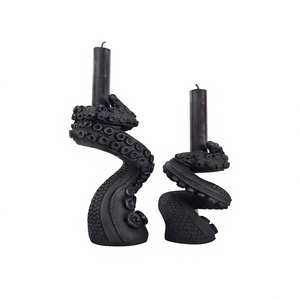 <b>Gothic</b> Octopus Tentacle <b>Candle</b> Holder Matte Black Texture Casting <b>Candle</b> Stand Unique Sea Creature Table Centerpiece Ocean Theme - Product Image 1