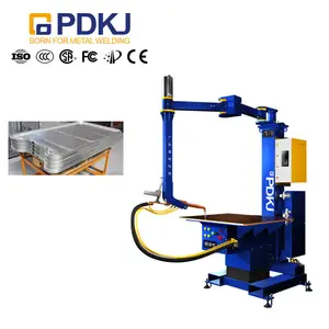 PDKJ platform type electric lifting robotic arm seamless spot welding machine, welding metal door panels without polishing