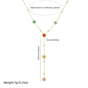Colorful Rhinestone Flower Y-Shape Long Chain Necklace For Daily Party Wear - Product Image 4