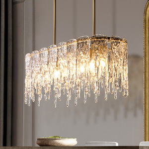 Lámpara de Araña de Cristal de Estilo Americano, Totalmente en Cobre, de Lujo Posmoderno, Diseño Simple, Elegante y Personalizado para Sala de Estar y Comedor - Product Image 4