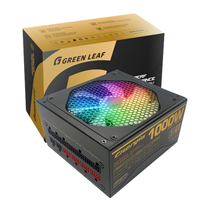 Green Leaf catu daya aktif PC RGB emas, catu daya 1000W 80plus untuk komputer Desktop dan Server PC