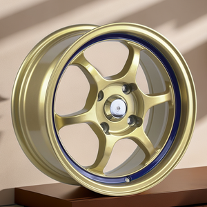 HAMMAL Nouvelle <span class=keywords><strong>jante</strong></span> de voiture 15x7 4x100 en alliage d'aluminium ET35 Gris canon de fusil avec ligne rouge, pièces automobiles légères et sportives pour la course - Product Image 4