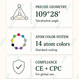 โมเดลโครงสร้างโมเลกุลอะตอมฟูลเลอรีน C60 คริสตัล P Orbitals H F C O N S Cl Br I ระดับมืออาชีพ จำนวน 444 ชิ้น ผลิตจากพลาสติก ABS เป็น<span class=keywords><strong>ม</strong></span>ิตรกับสิ่งแวดล้อ<span class=keywords><strong>ม</strong></span> - Product Image 2