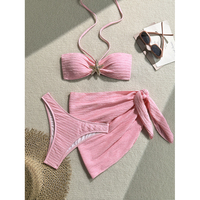 Bikini al por Mayor OEM y ODM, Traje de Baño de Color Sólido, Conjunto de Bikini Sexy con Top de Tubo