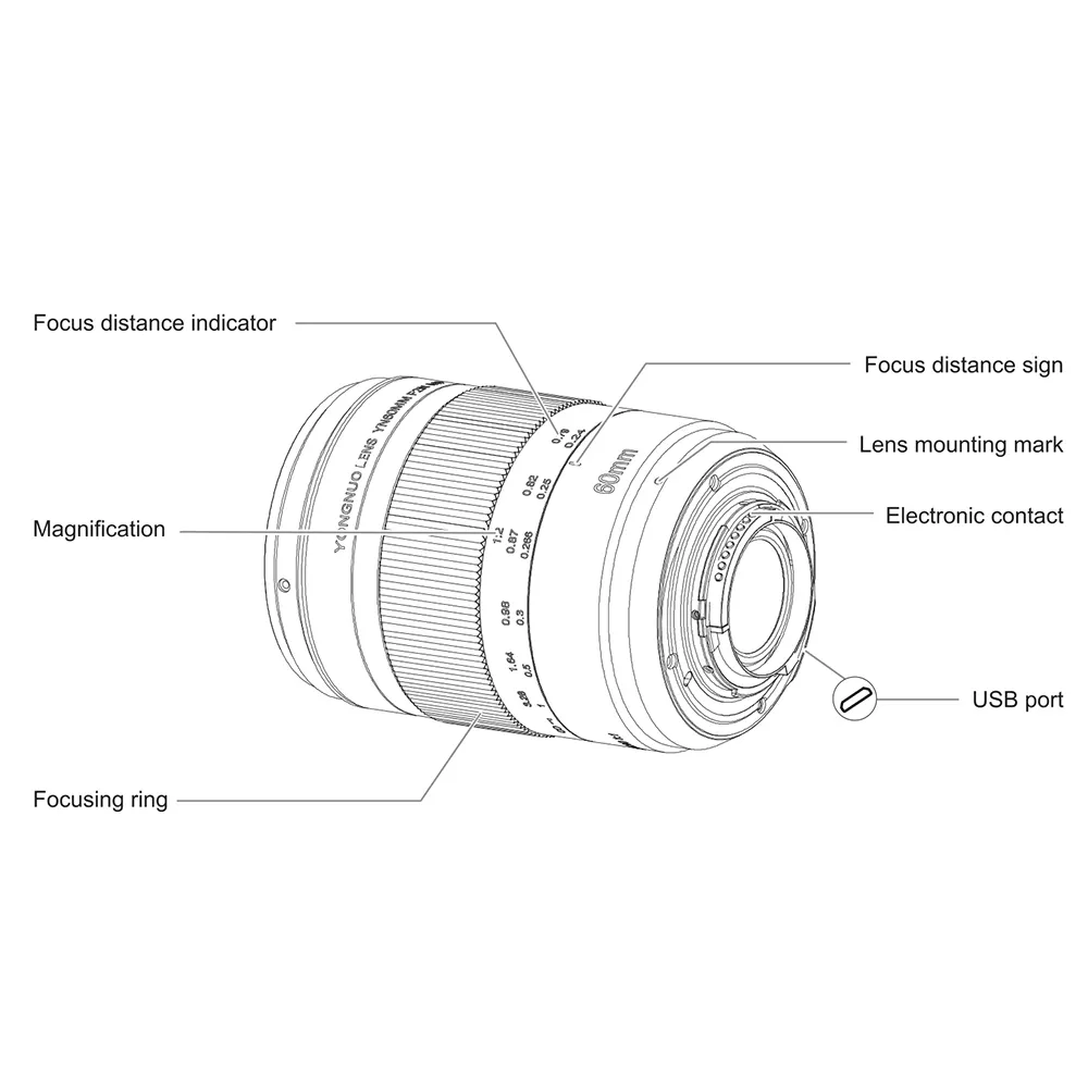 Best YONGNUO YN60mm F2NE MF Macro Lens Manual Focus F2 Large Aperture for Nikon D500/D750/D600/D700/D800/D810/D300 DSLR Camera